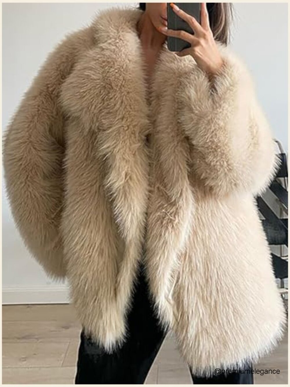 Faux Fur Coat Long Sleeve Lapel Open Front Oversized Winter Fall Shaggy Warm - Picture 4 of 7